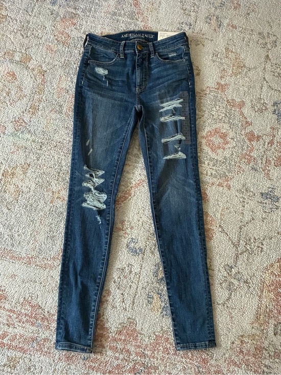 American Eagle Outfitters Denim - American Eagle Outfitters Dark Wash Distressed Super Stretch Skinny Jeans
